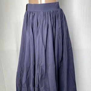 Extro & Vert Women's Lily A-Line Bubble Hem Midi Skirt Navy Blue Size M | NWT